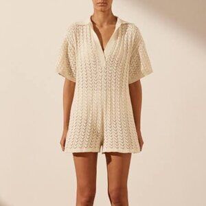NWT: SHONA JOY MIKALA CROCHET RELAXED PLAYSUIT